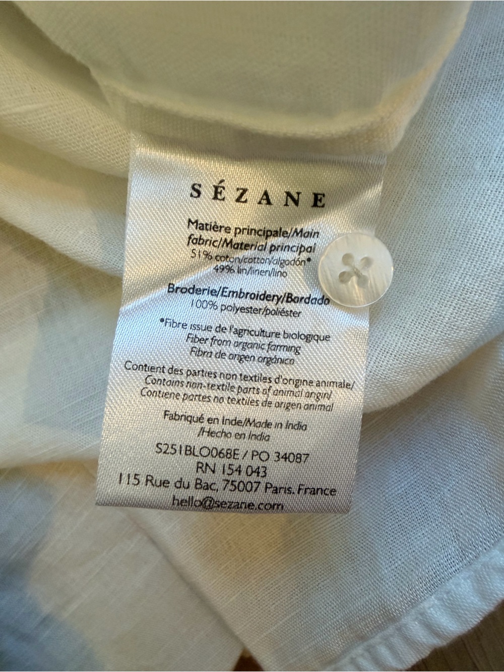 Sezane Blouse Sasky, Ecru color in size 4 - Picture 6 of 8
